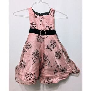 Zoey Girl Pink Layered Dress Size 4 Sleeveless Floral EUC W/ Belt